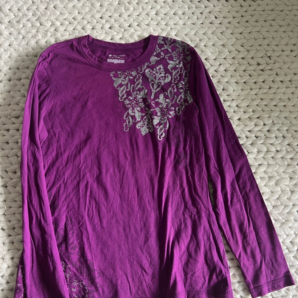 Tek Gear Purple Floral Long Sleeve Top